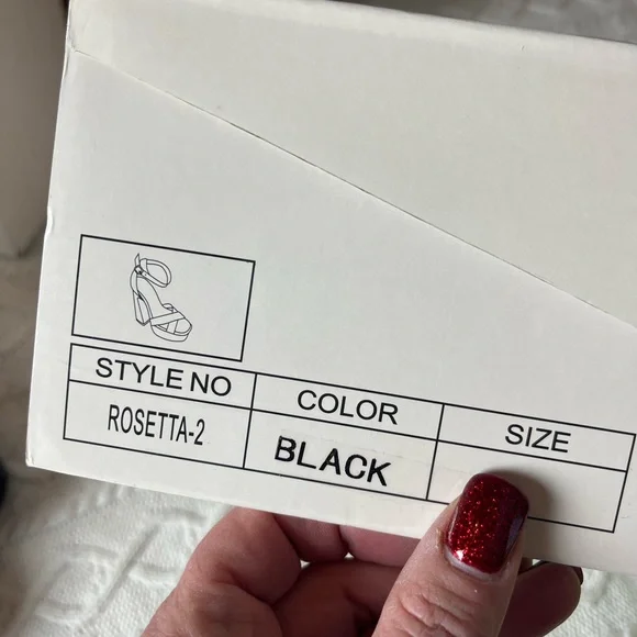 Chase + Chloe Black Strappy Adjustable Platform Heels Various Sizes - Picture 2 of 14